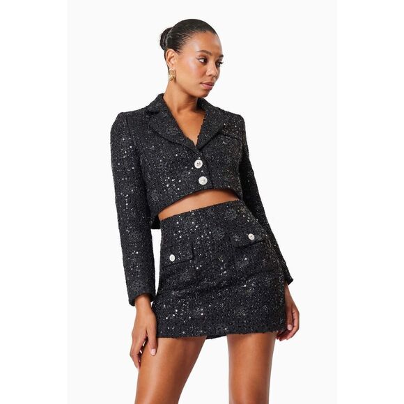 Elliatt Dresses & Skirts - Elliatt Denver Denim Blue Cropped Jacket & Mini Skirt Set Classic size M NWT